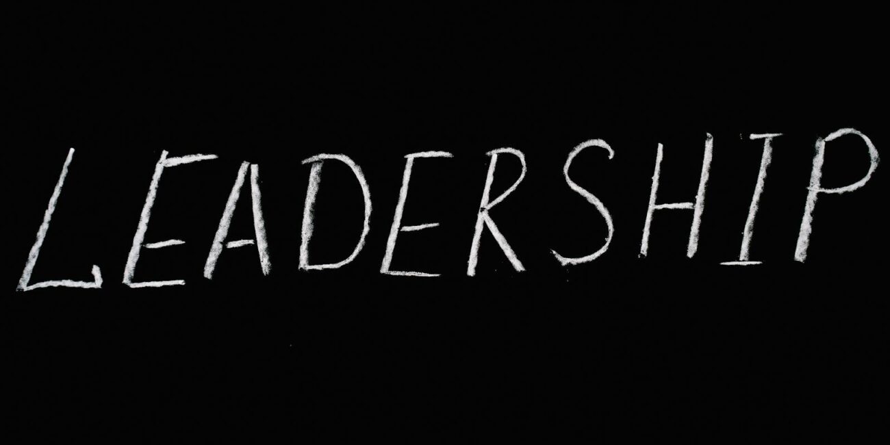 Leadership Lettering Text on Black Background